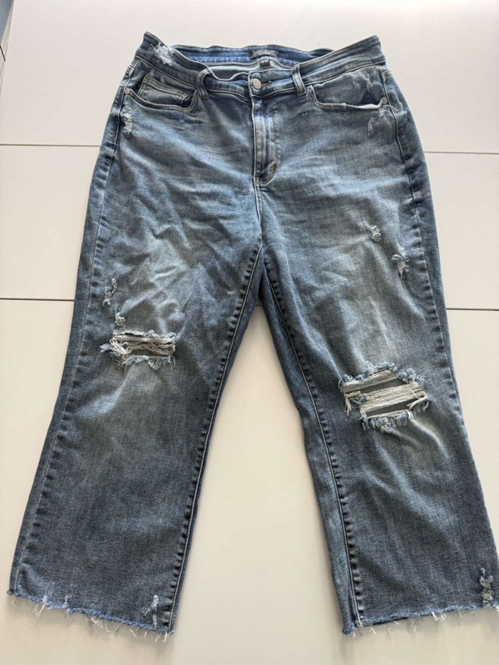 Judy Blue Wide Leg Distressed Cropped Jeans